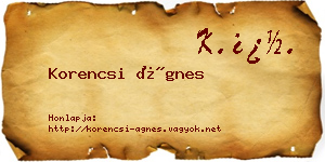 Korencsi Ágnes névjegykártya