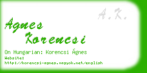 agnes korencsi business card